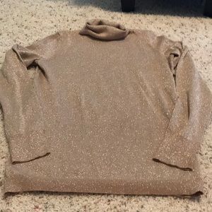 Gold, metallic, long-sleeve turtleneck